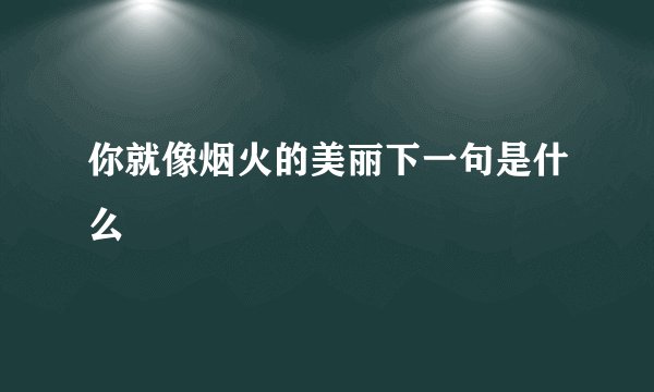 你就像烟火的美丽下一句是什么