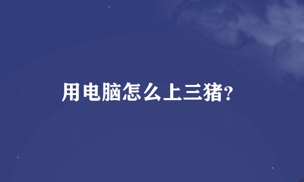 用电脑怎么上三猪？