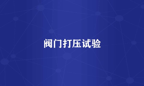 阀门打压试验