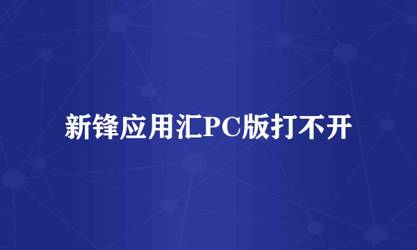 新锋应用汇PC版打不开