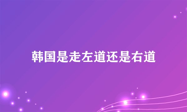 韩国是走左道还是右道