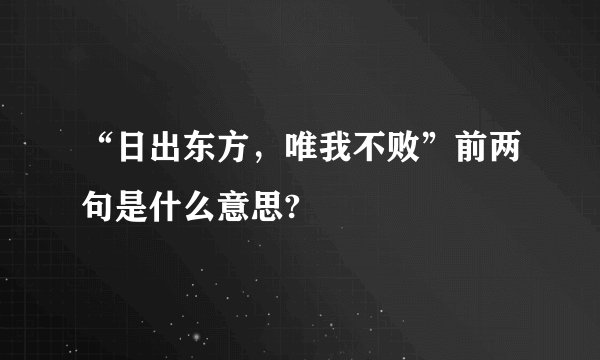 “日出东方,唯我不败”前两句是什么意思?