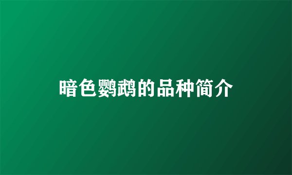 暗色鹦鹉的品种简介