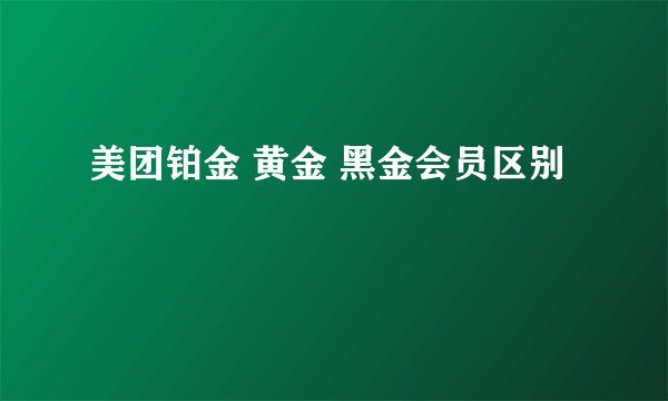 美团铂金 黄金 黑金会员区别