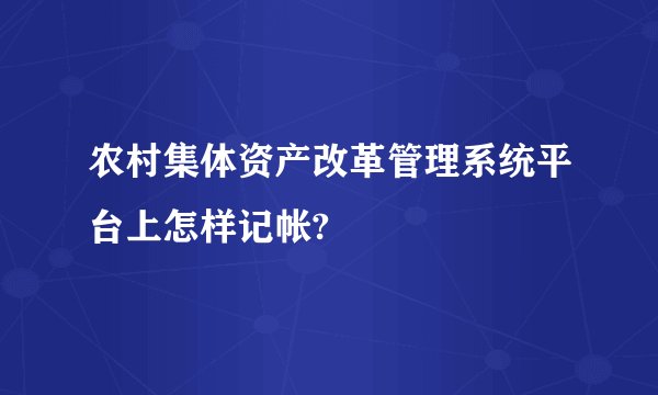 农村集体资产改革管理系统平台上怎样记帐?