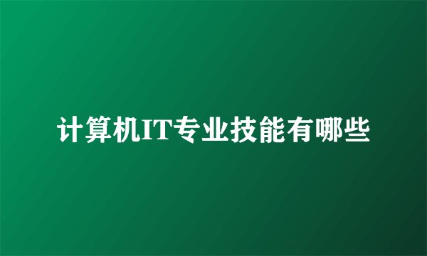 计算机IT专业技能有哪些