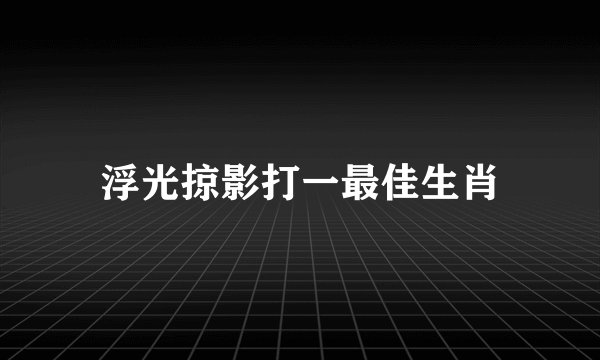 浮光掠影打一最佳生肖