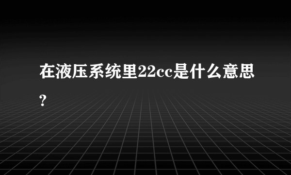 在液压系统里22cc是什么意思?