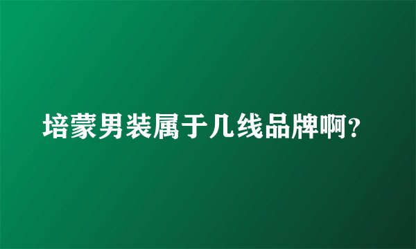 培蒙男装属于几线品牌啊？