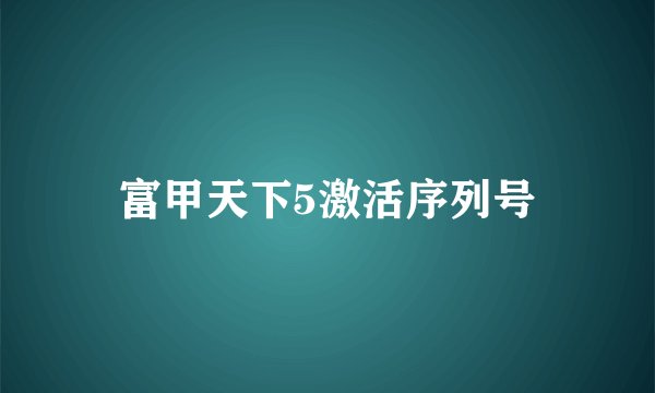 富甲天下5激活序列号