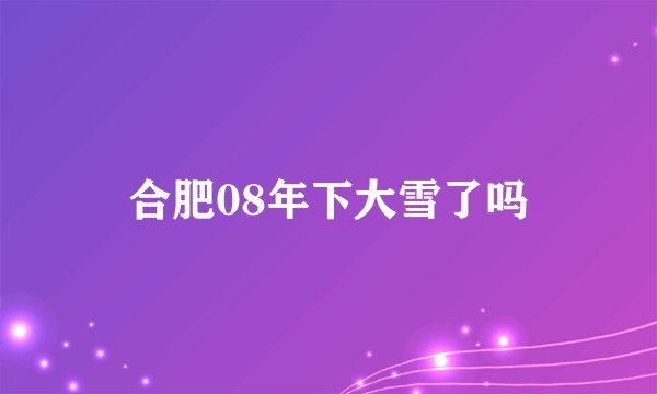 合肥08年下大雪了吗