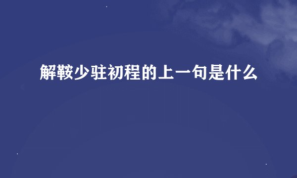解鞍少驻初程的上一句是什么