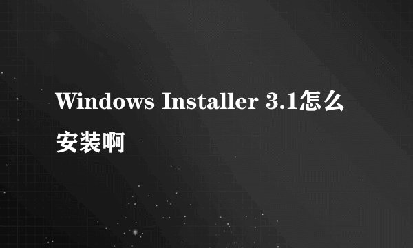 Windows Installer 3.1怎么安装啊