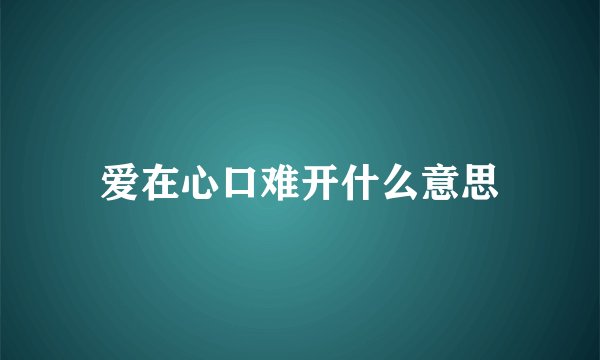 爱在心口难开什么意思