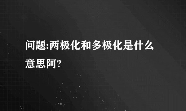 问题:两极化和多极化是什么意思阿?