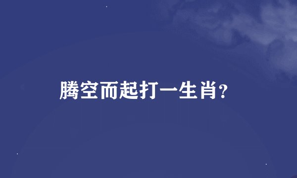 腾空而起打一生肖？