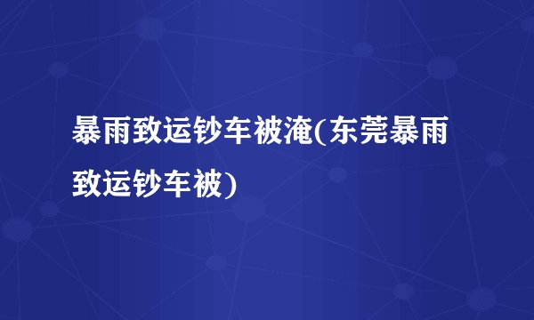 暴雨致运钞车被淹(东莞暴雨致运钞车被)