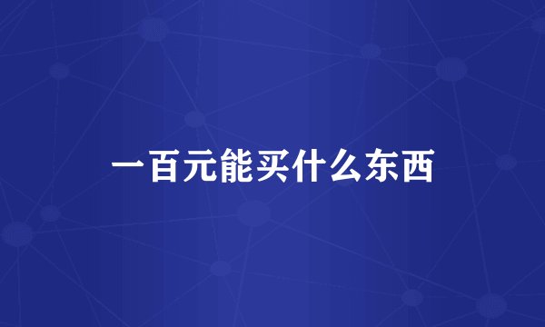 一百元能买什么东西