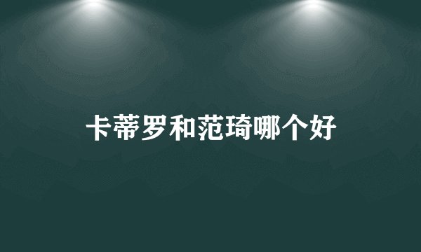 卡蒂罗和范琦哪个好