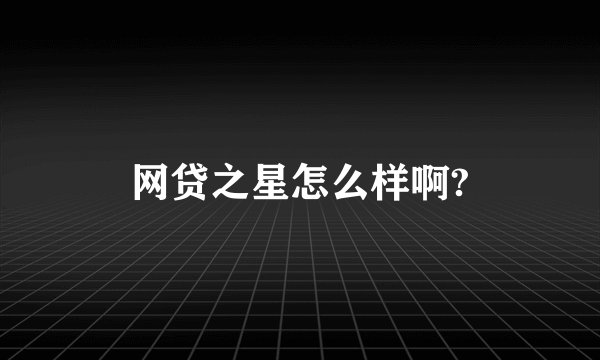 网贷之星怎么样啊?