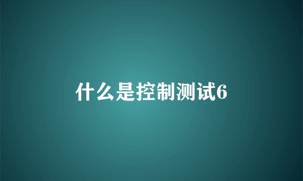 什么是控制测试6