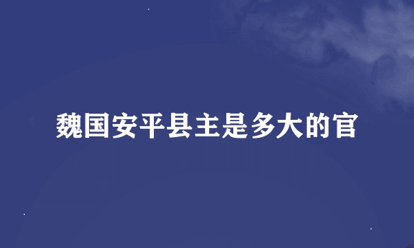 魏国安平县主是多大的官