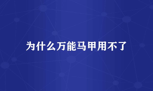 为什么万能马甲用不了