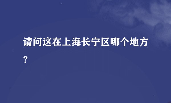 请问这在上海长宁区哪个地方？