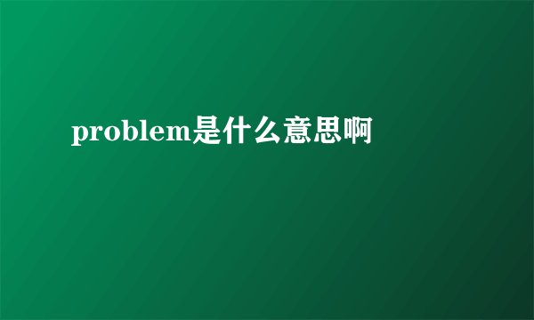 problem是什么意思啊