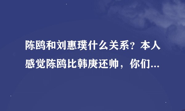 陈鸥和刘惠璞什么关系？本人感觉陈鸥比韩庚还帅，你们觉得呢？