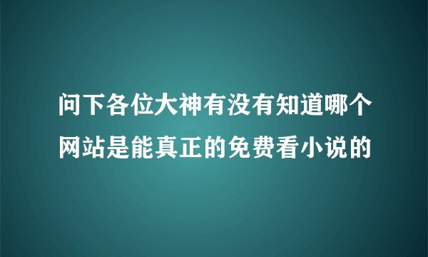 问下各位大神有没有知道哪个网站是能真正的免费看小说的