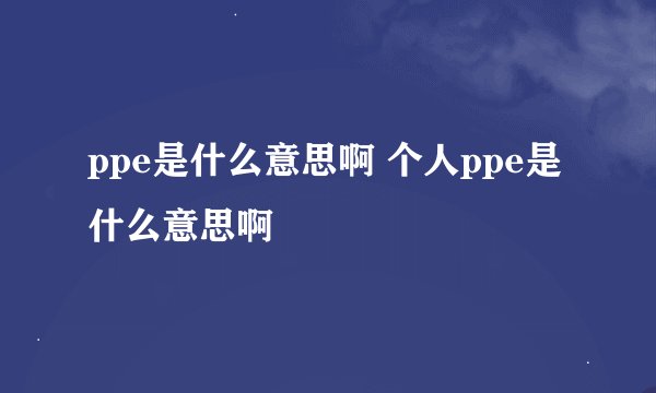 ppe是什么意思啊 个人ppe是什么意思啊