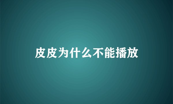 皮皮为什么不能播放