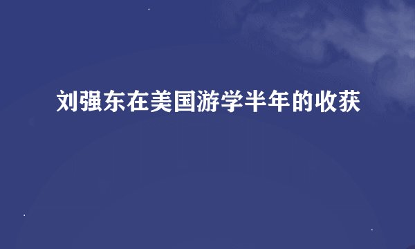 刘强东在美国游学半年的收获