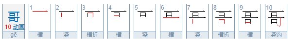 哥笔顺怎么写?