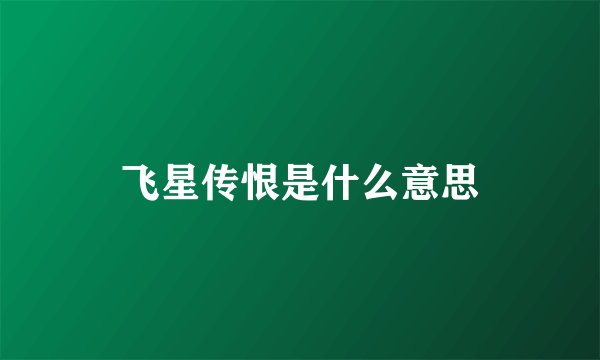 飞星传恨是什么意思