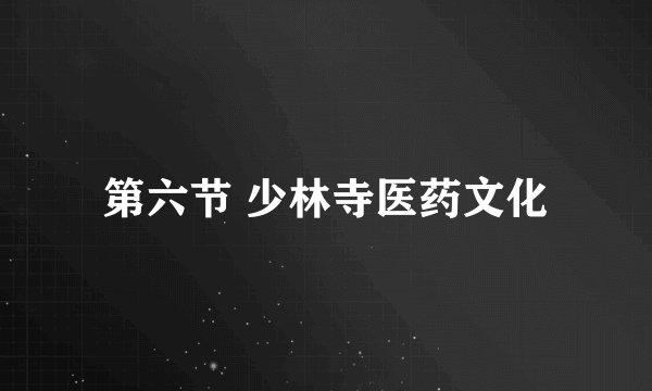 第六节 少林寺医药文化