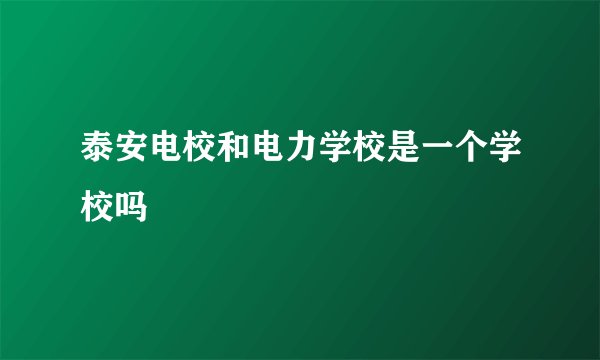 泰安电校和电力学校是一个学校吗