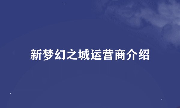 新梦幻之城运营商介绍