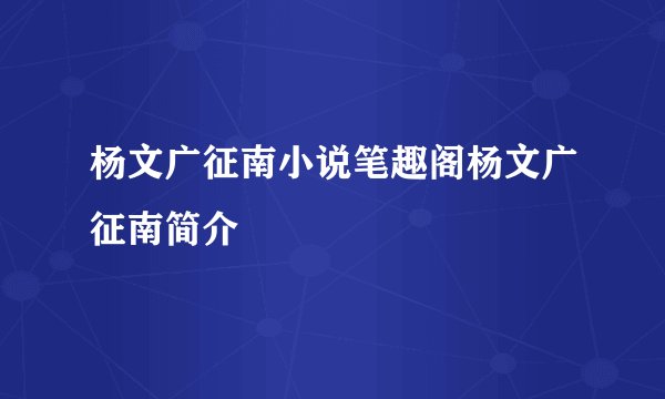 杨文广征南小说笔趣阁杨文广征南简介