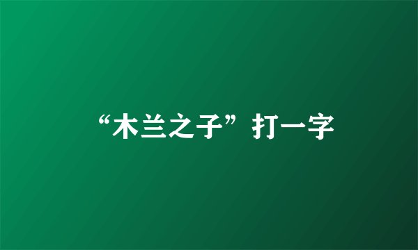 “木兰之子”打一字