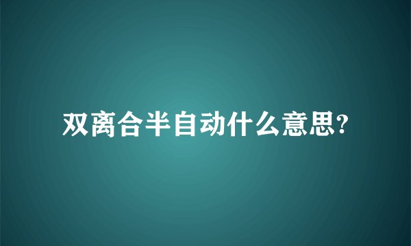 双离合半自动什么意思?