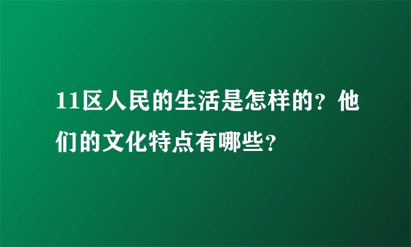 11区人民的生活是怎样的？他们的文化特点有哪些？