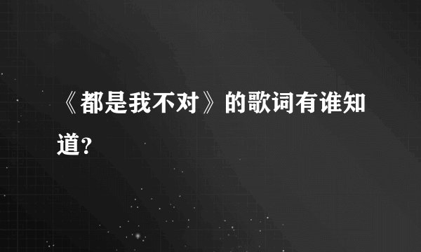《都是我不对》的歌词有谁知道？