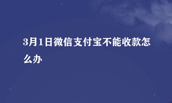 3月1日微信支付宝不能收款怎么办