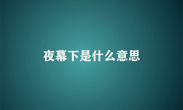 夜幕下是什么意思