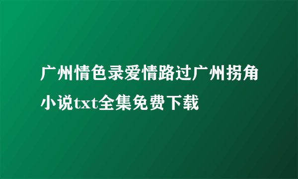 广州情色录爱情路过广州拐角小说txt全集免费下载