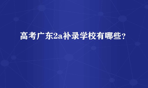 高考广东2a补录学校有哪些?