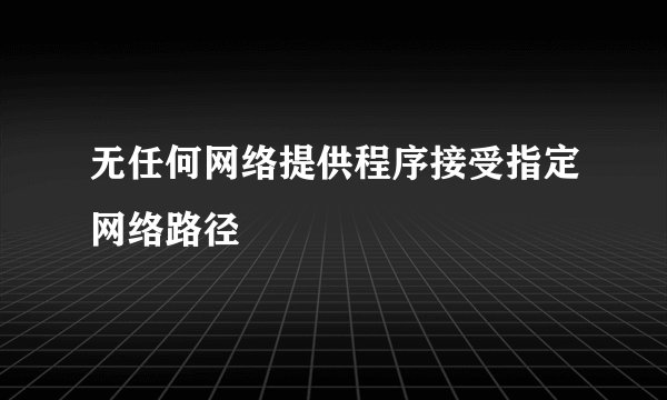无任何网络提供程序接受指定网络路径