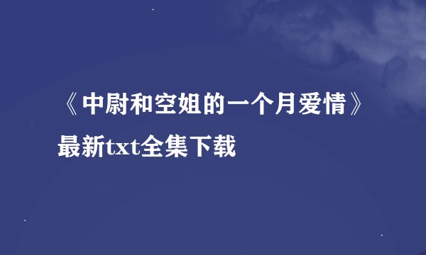 《中尉和空姐的一个月爱情》最新txt全集下载